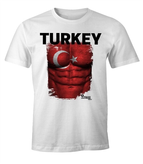 EM T-Shirt Herren Fuball Trkei Flagge Fanshirt Waschbrettbauch MoonWorks 4390₽