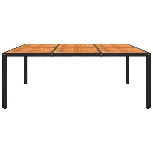 vidaXL Garden Table 200x150x75 cm Acacia Wood and Poly Rattan Black - Picture 2 of 5