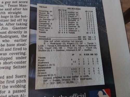 5/16/1992 Milw BREWERS v Tx RANGERS NOLAN RYAN Game Used TICKET Stub + Pgm Lot - Picture 3 of 10