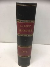 1872 Leather Book -The Ladies' Repository; A Monthly Periodical Jan - Dec. 1872