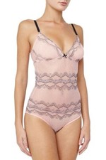  138 Eberjey Rosemary Lace Bodysuit Petal Pink Size SP