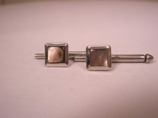 SINGLES 2 1/4" Gray Squares Mother of Pearl Vintage Formal Tux Shirt Stud c257