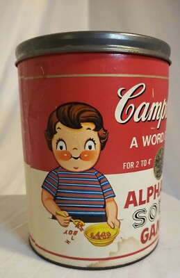 Vintage Campbell's Alphabet Soup Game Soup Can | eBay
