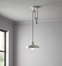 GOODHOME Yarra White Pendant Ceiling Light Pully Cord Adjustable Modern IP20 E27