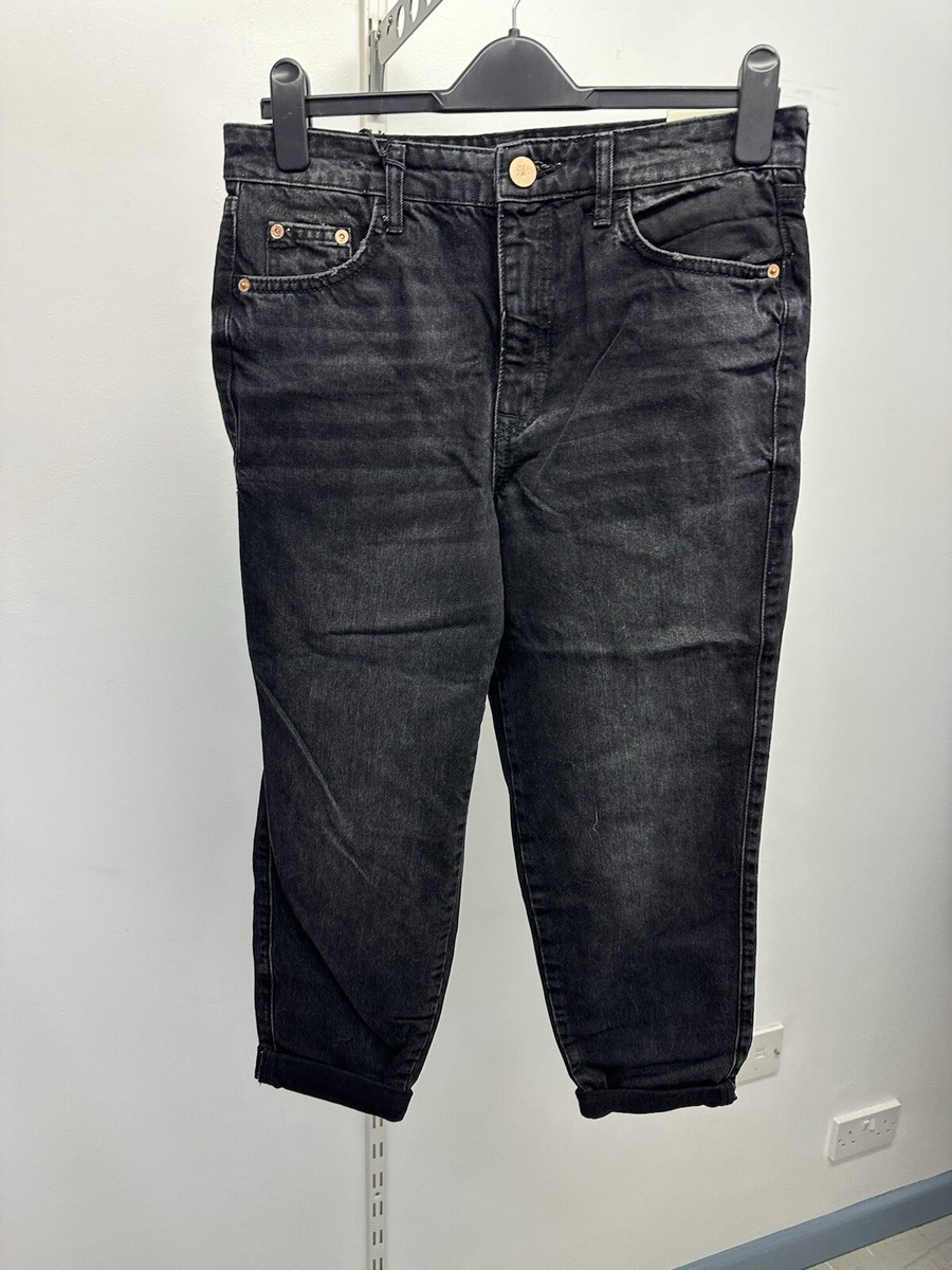 River Island Carrie Mom Black Jeans Size 12 Short BNWT