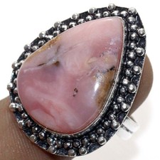 925 Silver Plated Peruvian Pink Opal Jewellery Ring Handmade Size Us 9.5 JW