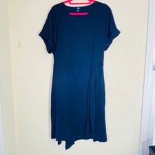 Chaps Faux Wrap Dress Navy Blue Size XXL Corpcore Girlboss Business Casual