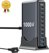 1000W USB C Charger Block,10-Port USB C Charging Station Gan IV Travel Essential
