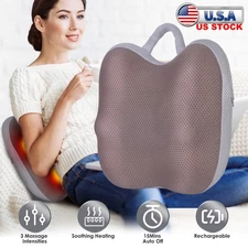 Cordless Electric Shiatsu Back Waist Massager 3D Kneading Massage Heating Pads