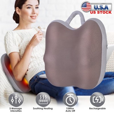 Cordless Electric Shiatsu Back Waist Massager 3D Kneading Massage Heating Pads