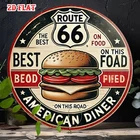 Route 66 Retro Diner Tin Metal Signs Home Décor 8x8 Vintage 1960s Burger Hambur