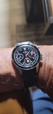 VINTAGE LeJOUR CHRONOGRAPH WATCH 17J VALJOUX 726. LOLLIPOP & Fat Arrow Hand