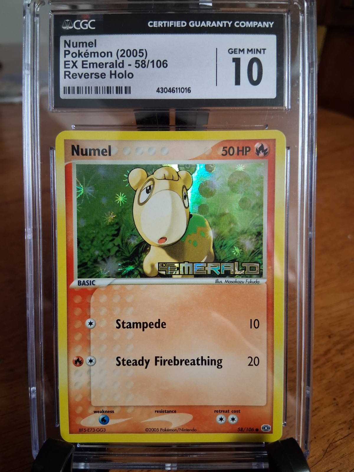 Pokémon Numel EX Emerald  58/106 Reverse Holo and Regular Sequentially Graded