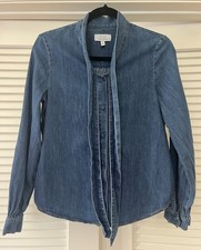 Other Stories Paris Atelier Denim Button Blouse Blue 100 Cotton US 2