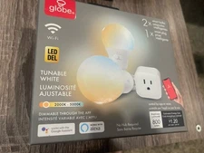 Globe Electric A19 E26 (Smart WiFi) LED Bulb Kit Tunable White*2 Pk + Smart Plug