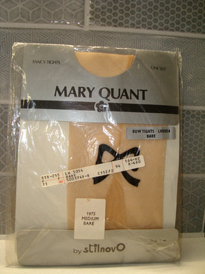 VINTAGE NEW MARY QUANT FANCY BOW TIGHTS BARE TIGHTS ONE SIZE MEDIUM 1975