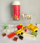 Vintage Fisher Price Little People Lot Silo Fencing Tractor Cows Farmer & More