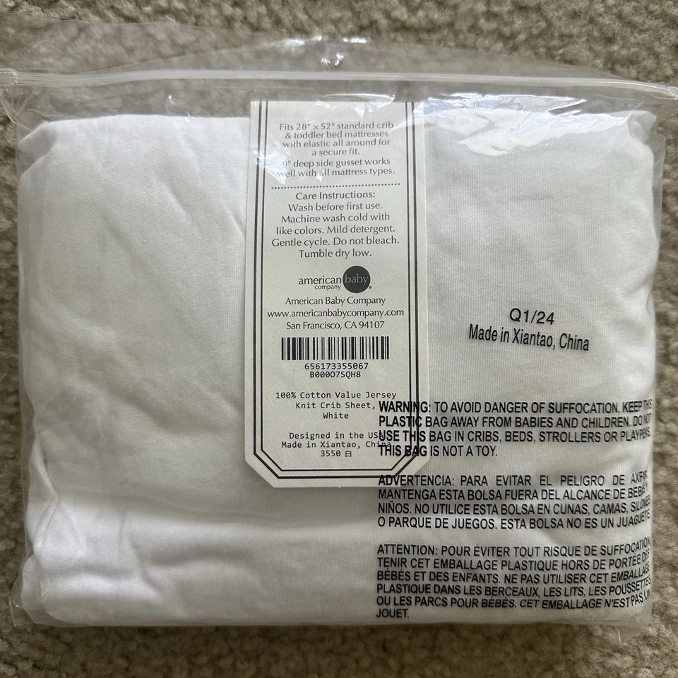 Sábana bajera ajustada para cuna/niño pequeño de 28" x 52" 100 % algodón American Baby Company Foto 3 de 3