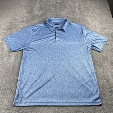 PGA TOUR Pro Series Golf Polo Mens Large Blue Micro Geo Printed Short Sleeves
