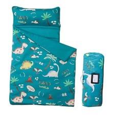 Toddler Nap Mat with Pillow and Blanket, 52" x 20" Lightweight and Soft Green