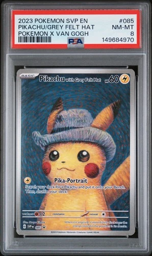 2023 POKEMON SVP EN-SV BLACK STAR PROMO #085 PIKACHU WITH GREY FELT HAT PSA 8
