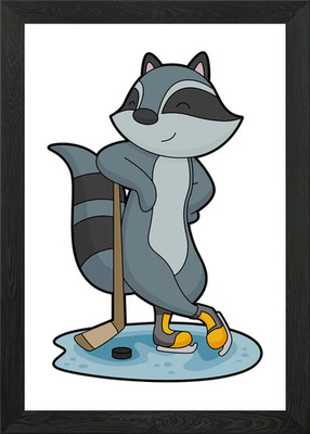 Waschbär Eishockey gerahmtes Wandbild Poster Leinwanddruck Bild