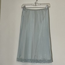 Ashley Taylor Blue 26” Medium Nylon Half Slip Lace Hem Vtg Made In USA Pristine