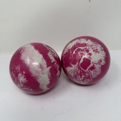 2 Paramount Duckpin Bowling Balls Pink White Swirl 3lbs 8oz 4.93 