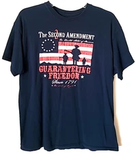 Brisco Brands The Second Amendment Shirt Adult XL Navy Blue USA Flag America
