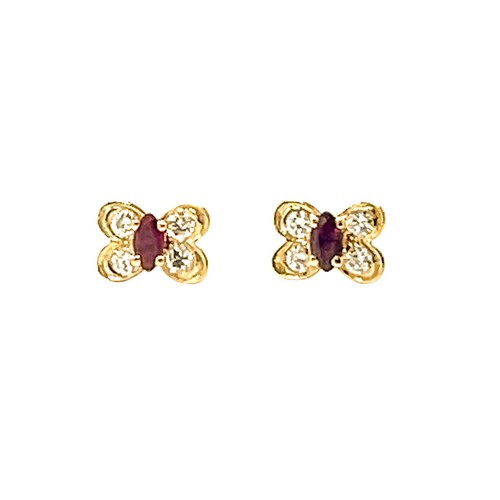 Van Cleef und Arpels Ohrringe Rubin und Diamant Schmetterling - Bild 1 von 4