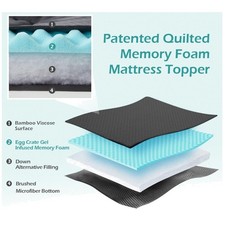 Bamboo RV Mattress Topper Short Queen 60"x75" Charcoal