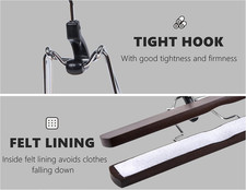 Wooden Pants Clip Hangers 10 Pack, Skirt Hangers with Non Slip Padded Velvet,...