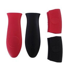 4-Pack Silicone Hot Handle Holders, Heat Resistant Pot Black Red