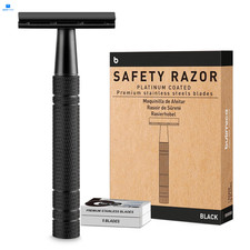 Matte Black Safety Razor, Single Blade Razors for Men, with 10 Stainless...