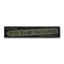 This Way To The Shore, Custom Favorite - Rustic Distressed Wood Sign