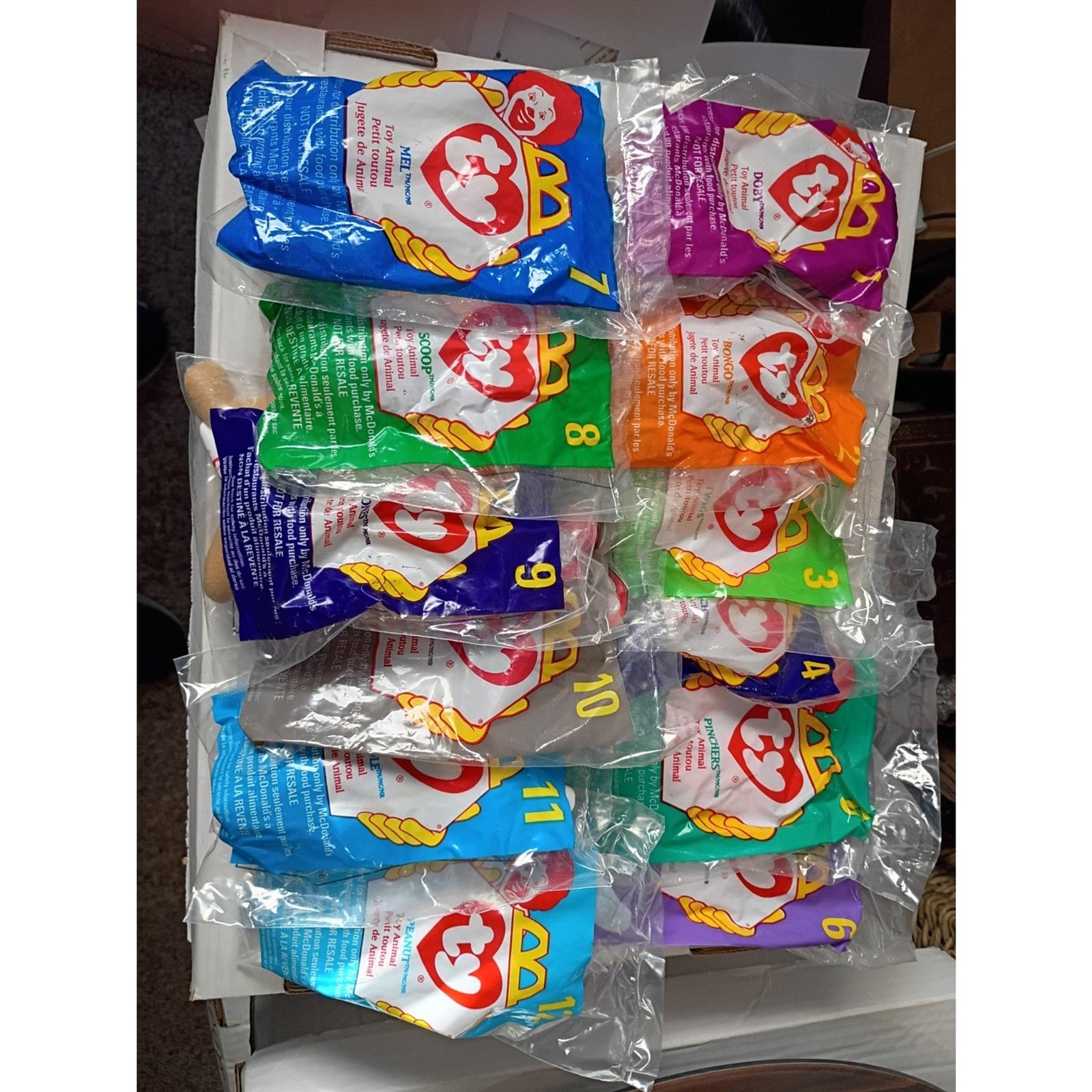 Sealed 1998 Ty Teenie Beanie Babies McDonalds Happy Meal Toy Complete Set of 12