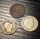 1892(?) 1902 & 1913 Barber Silver Dime 10 Cent Coins Lot Of 3