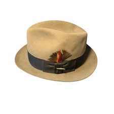 Vintage Royal Stetson Men's Homburg Light Brown Fur Felt Hat Size 7 3/8"