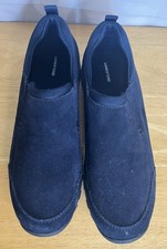 Lands' End Unisex Youth 6 M All Weather Suede Slip On Moc Shoes Navy NWOT