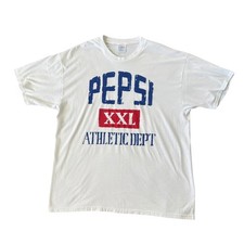 Vintage Hanes Pepsi Athletic Dept T Shirt XL White Single Stitch 90s USA Made
