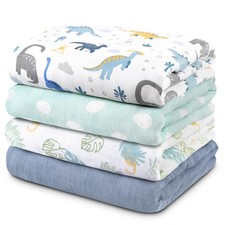 4-Pack Large Muslin Swaddle Blankets for Baby - Soft Receiving Blankets 40"x35