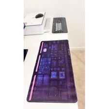 Alfombrilla de ratón de gran tamaño para consola tecnológica púrpura neón 23,6" X 11,5" alfombrilla para teclado para juegos