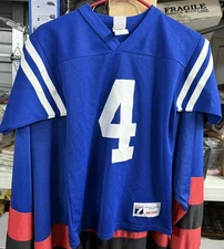 Vintage Logo 7 Jim Harbaugh #4 INDIANAPOLIS COLTS Blue NFL Jersey Youth Medium