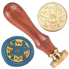 Cat 1" Wax Seal Stamp - Vintage Sealing With Removable Brass Head and Wooden Han
