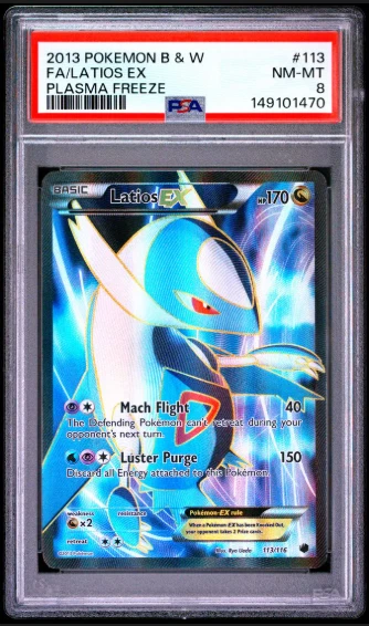 2013 Pokemon B & W FA / Latios EX Plasma Freeze #113 Full Art PSA 8 NM-MT
