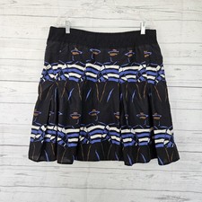 Nic Zoe Womens Skirt Sz Medium Black Blue Smocked Waist Cotton Silk Blend