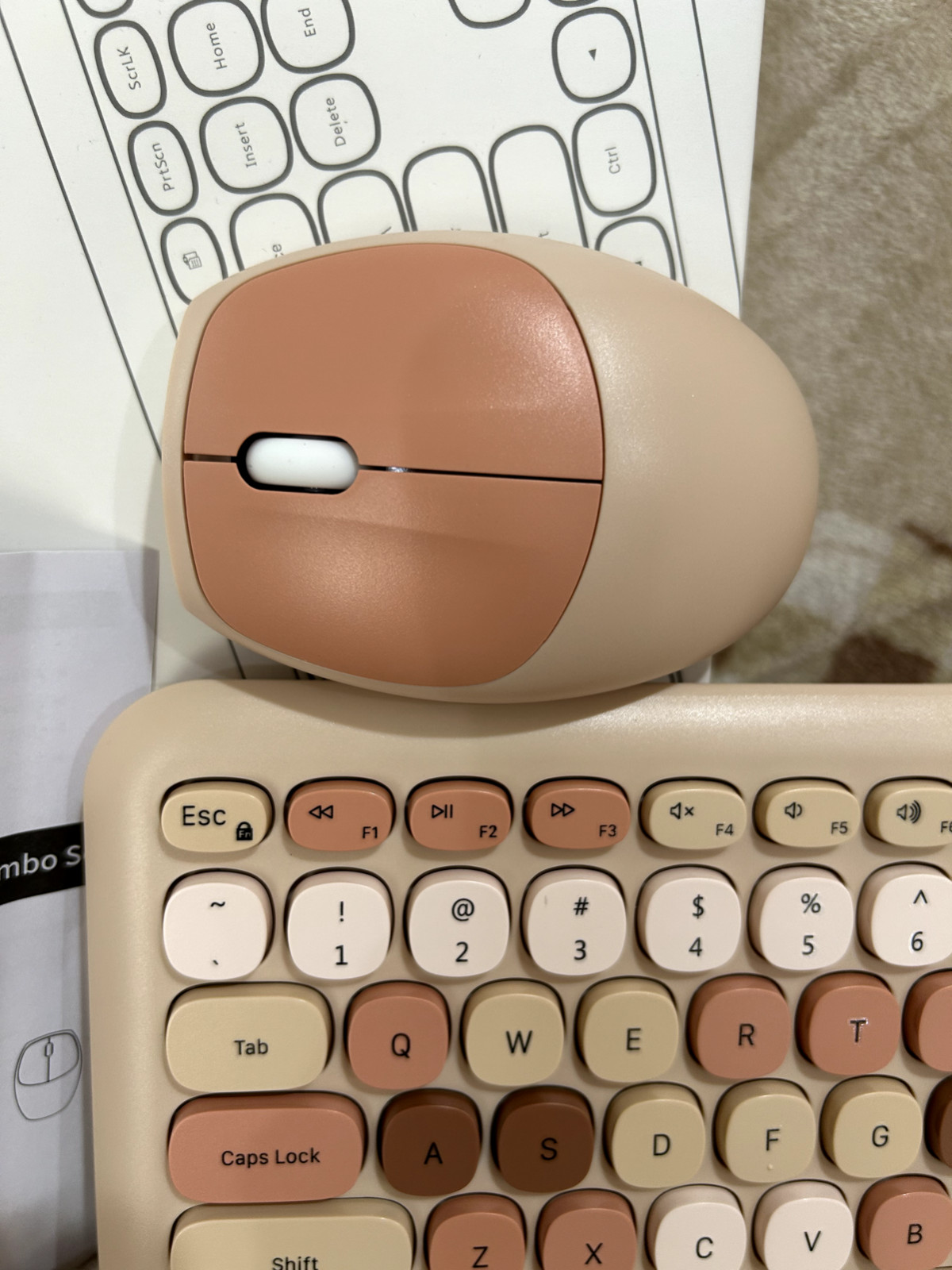 Colorful Computer Keyboard and Mouse Compatable Set for Windows Mixed Milk/Tea