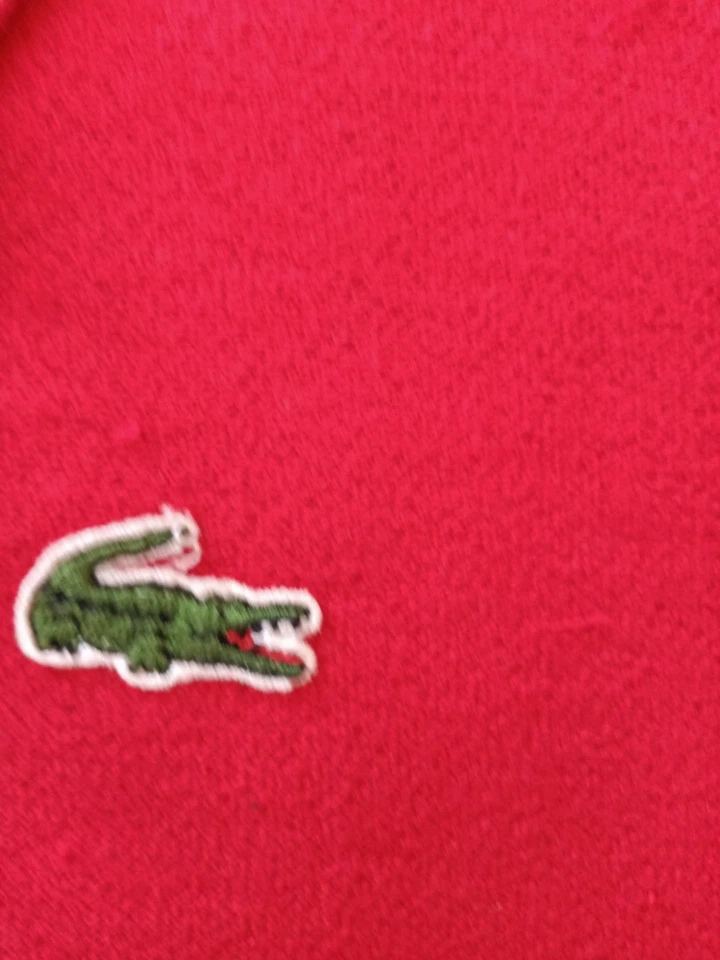 Chemise Polo Lacoste Vintage 70s Enfant 12 Ans Rouge Made in France - Photo 3/4
