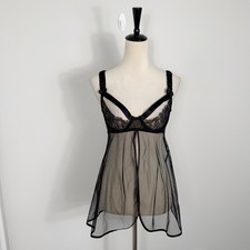 Vintage Fredericks of Hollywood Women's Black Sheer Lace Teddy Lingerie Size S