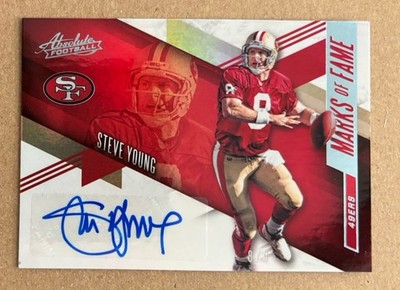2011 ABSOLUTE MARKS OF FAME #11 STEVE YOUNG AUTO AUTOGRAPH #’D 8/8 JERSEY MATCH